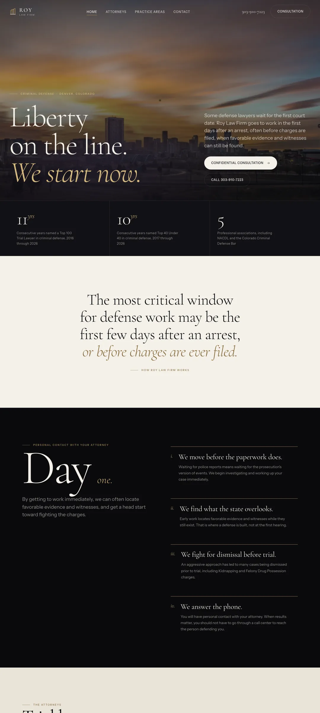 Roy Law Firm homepage: Liberty on the line. We start now.